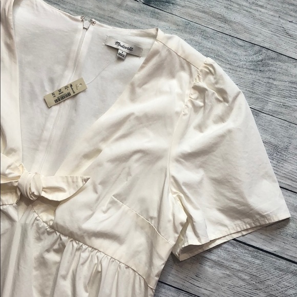 NWT Madewell Tie Front Crepe Fit Flare Mini Dress - Picture 7 of 12